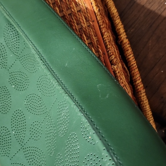 Orla Kiely Sixties Stem Punched Leather Juniper Shoulder Bag - Picture 8 of 12